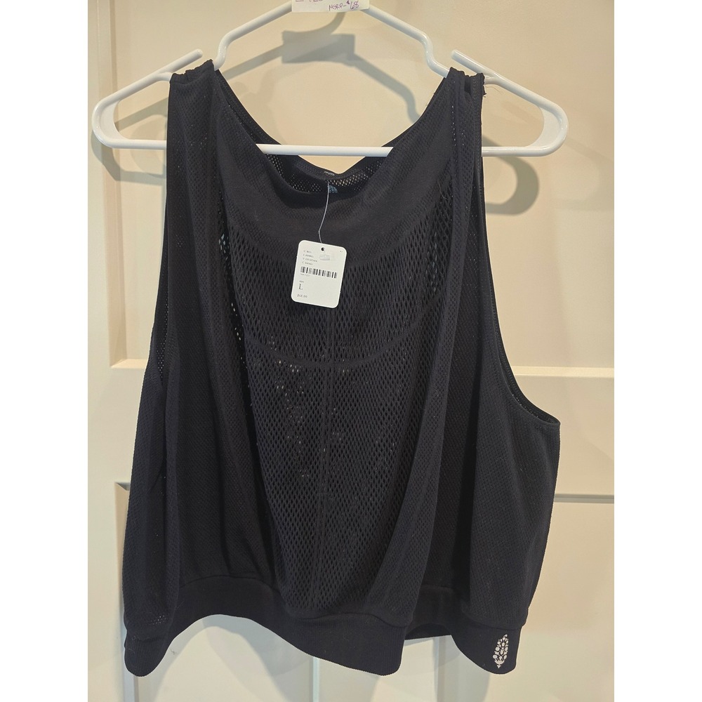 Free People Movement Womens Black Mesh Tank Top Size L NWT